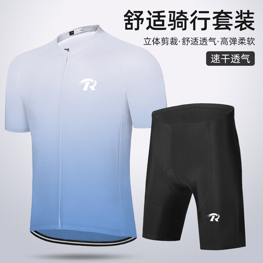 ROGTYO自行车骑行服夏季短袖骑行背带短裤速干排湿轻盈骑行穿戴装备 黑色短袖上衣 L