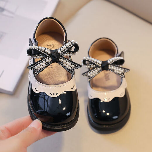 G.duck Little Yellow Duck Girls Leather Shoes 2026 New Spring and Autumn Soft Sole Baby Princess Shoes Children's Shoes Non-Slip Girls Single Burgundy H615 21 / Inner Length 13.5cm