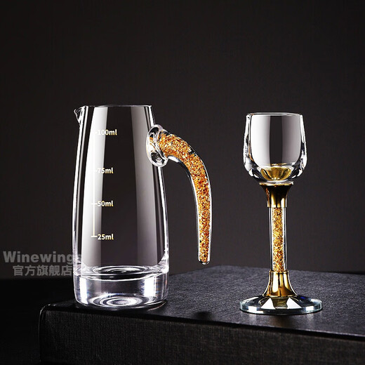 WINEWINGS wine dispenser, white wine household wine glass set, hotel tie glass, foreign wine, red wine divider, decanter with scale, white scale 300ml, 6 liang