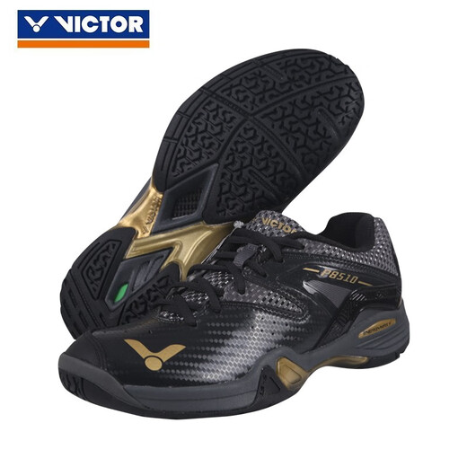 Victor Badminton Shoes 9200 Shade Victor VICTOR Badminton Shoes 8510CX Men and Women Couple Sports Shoes P8510/CX (Black/Bright Gold) 43 (275mm)