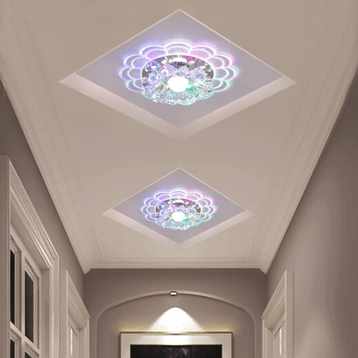 微伙客厅led射灯水晶过道灯走廊灯玄关灯嵌入式个性入户走道阳台筒灯 20CM-5W白光【明装】