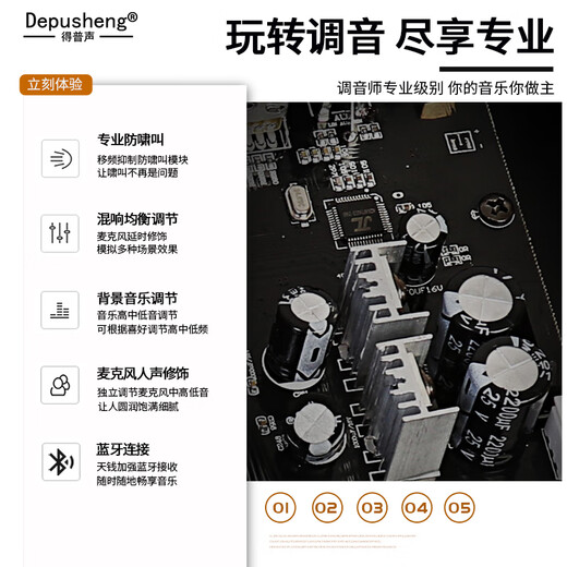 Depusheng Depusheng REV3800 pre-amp effector anti-howling KTV stage home karaoke double reverberation microphone simulated balanced karaoke wireless microphone REV3800 effector (with dual handheld)