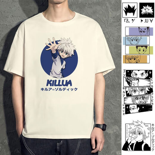 爵思朗全职猎人T恤奇犽周边小杰西索联名衣服富坚义博短袖情侣装 黑色D3524全职猎人 L(100-120斤)