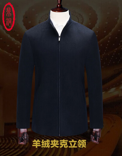 Ding Bronze Wolljacke Herren-Stand-up-Kragen mittleren Alters Casomy Reißverschluss Festkörperkaschmirjacke Winter Herrenkleidung Neues Produkt Marine Blau (88,4% Wolle 11,6% Kaschmir) 175