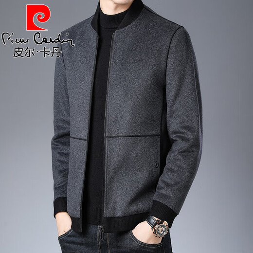 皮尔卡丹（pierre cardin）毛呢.大衣男短款呢子羊毛外套秋冬季休闲加厚2023新款男装立领夹 8812黑色 170