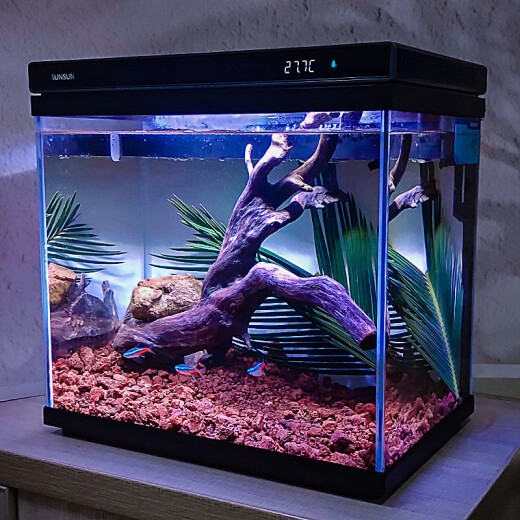 Sensen Ultra White Glass Fish Tank XHE-380 (Black) Oxygenating Living Room Small Desktop Home Aquarium Free of Installation