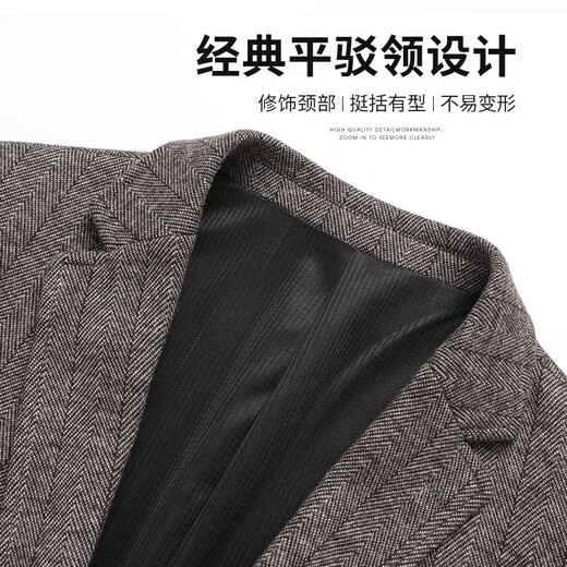 SHANSHAN杉杉西服男春秋季含羊毛男士西装外套中青年商务休闲职业正装厚款 咖色 46 /170