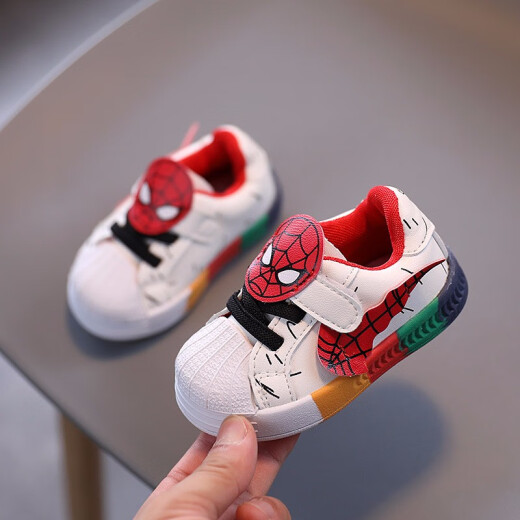 Bart Bear non-slip soft sole toddler shoes autumn and winter new warm baby shoes soft fashion toddler socks young children's shoes men's and women's baby shoes brand floor shoes non-falling one-year-old baby shoes red - Spider-Man size 15 (inner length 12)