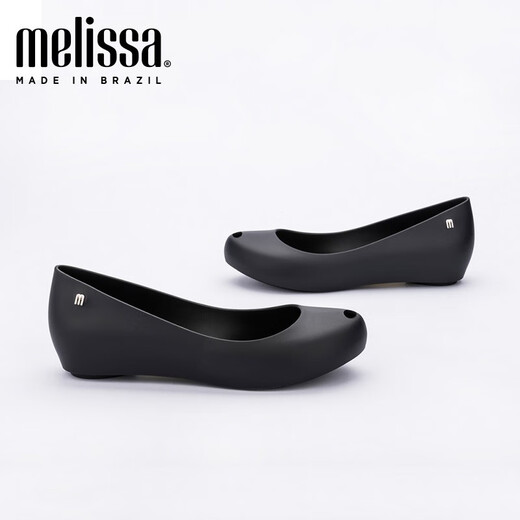 Melissa Spring and Summer Solid Color Fish Mouth Flat Sole Adult Women Single Shoes Jelly Shoes 32938 Black (01003) 36