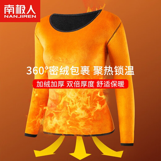 Nanjiren (Nanjiren) Men's Thermal Underwear Men's Autumn and Winter Plus Velvet Thickened One-piece Coldproof Double-Layer Gold Warm Armor Autumn Clothes and Autumn Pants Set for Women Men's Style - Navy Blue Top + Pants XL