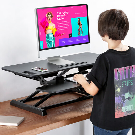 Brateck Northern Arc Lift Desk Computer Desk Standing Office Lift Table Standing Computer Lift Bracket Monitor Elevated Office Desk D450L (DWS28-02)