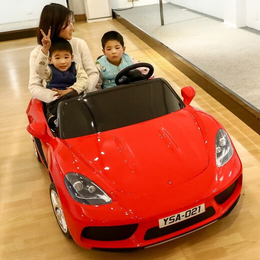 Hand in hand with extra large children's electric car four-wheel double car remote control can sit adults and children baby toy car children's car red + 24v large battery + inflatable wheels + brushless motor