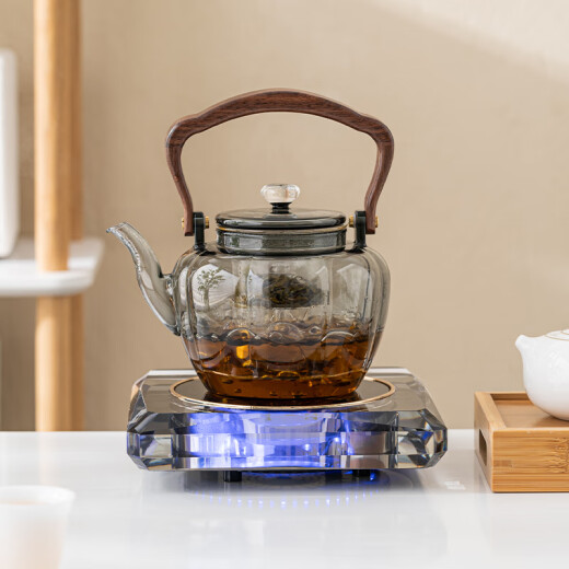 GQB crystal electric ceramic stove tea making utensils glass teapot around the stove to cook tea kettle tea stove light luxury kettle tea brewing crystal electric ceramic stove - type a + ash pumpkin pot 1000ml 901mL (inclusive) - 1L (inclusive)