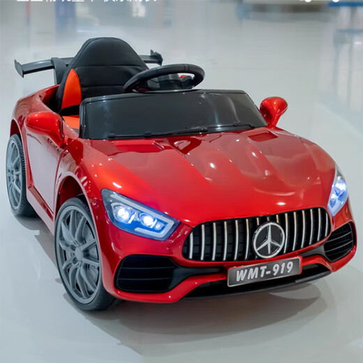 Womit children's electric car four-wheeled, can sit and drive with remote control, infant electric car, baby driving stroller, cherry blossom powder, large battery + Bluetooth + swing + remote control