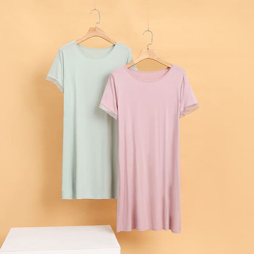 迪莱芬睡裙女冰丝夏季薄款短袖睡衣女莫代尔宽松大码家居服女夏天中长款 XEQ-9249豆沙女 2XL 码 建议穿着体重140-160斤