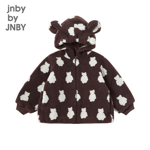 Jnby by JNBY Parent-child clothing Jiangnan Buyi children's clothing autumn knitted jacket cute ears hooded boys and girls 1N9A12940 900 brown color mixed 170 cm (adult)