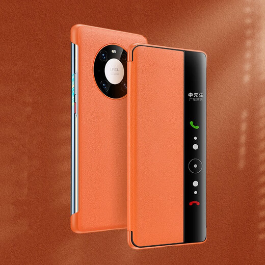 Moying Huawei Mate40pro Mobiltelefon Case Mate40e Pro Smart Window Protective Case Klappabdeckung Voller Deckungsabdeckung Anti-Fall-Fall Business Wear-Resistant Männer und Frauen Leder Case Mate40Pro/40EPRO Intelligent Schlaf-Xuan Black