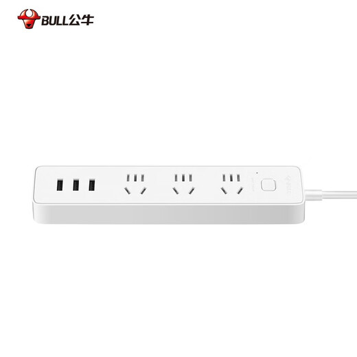 公牛（BULL） 小白系列智能USB插座 多用插排转换器电源拖线接线板 小白USB插线板排插 【3位3USB总控】全白1.8米 B403U