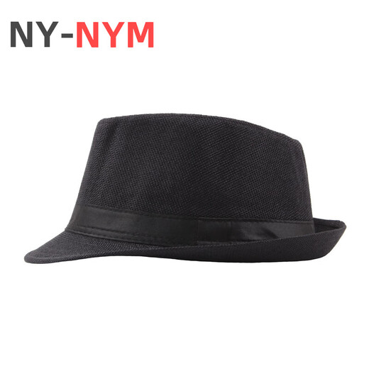 NY-NYM middle-aged and elderly men's outdoor sun hat prom party jazz hat linen curled top hat gentleman hat khaki 58cm