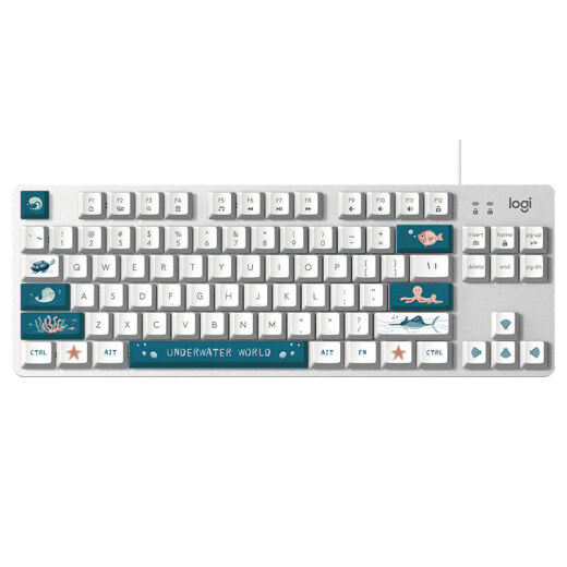 罗技（Logitech） K835 机械键盘84键 有线键盘 游戏电竞键盘 办公键盘 电脑键盘TTC K835海洋键帽版 红轴