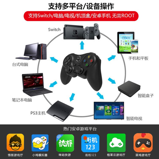 Fun Apple delta simulator Android mobile phone wireless Bluetooth game controller Switch computer Steam Black Myth Goku Genshen Light Encounter Rebirth Cell Chicken Gohan Chang Bluetooth Wireless Controller + Stand