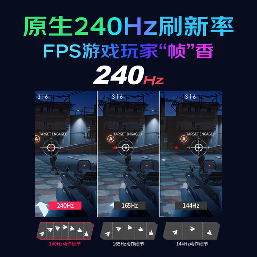 优派24.5英寸 2K 原生240Hz高刷 FastIPS 450nit(max) 硬件低蓝光 1ms 电竞游戏显示器升降旋转 VX2581