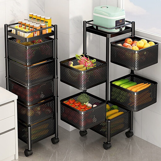 Yicai Nianhua Rotating rack kitchen floor-standing vegetable storage storage rack removable bathroom storage rack six layers 1118