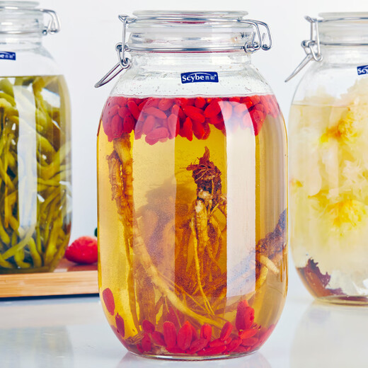 Scybe wine container sealed jar 6Jin Jin equal to 0.5 kg wine bottle pickle jar pickle jar pickled egg glass jar Pandora 3.2L