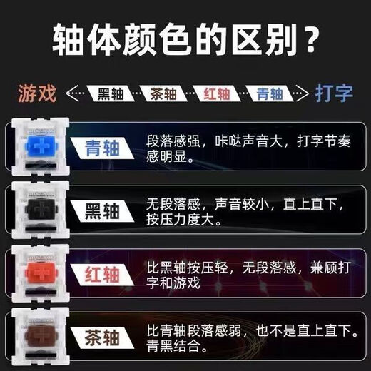 客制机械键盘轴体修复青轴黑轴茶轴红轴尘轴连点维修更换轴一字 防尘黑轴10个装 收藏店铺送拔轴器