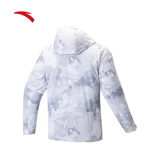 ANTA Water Repellent Jacket丨Woven Sports Top Men's Winter Hooded Jacket Top 152447617N Pure White/All-over Print-3 L (Male 175)