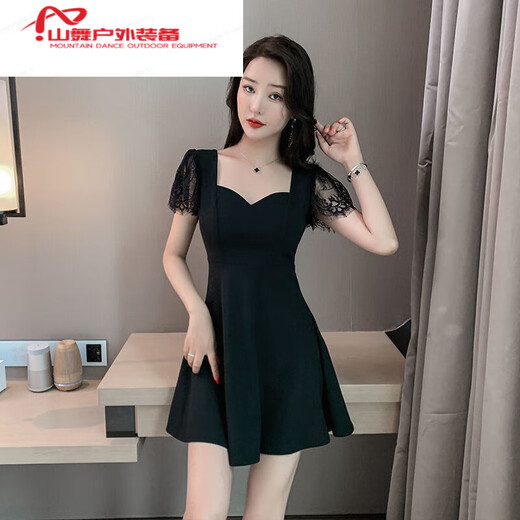 糜岚（MieLanat）夜场性感女装显瘦夜店性感连衣裙洗浴按摩短裙连衣裙技师工作服 708黑色 L