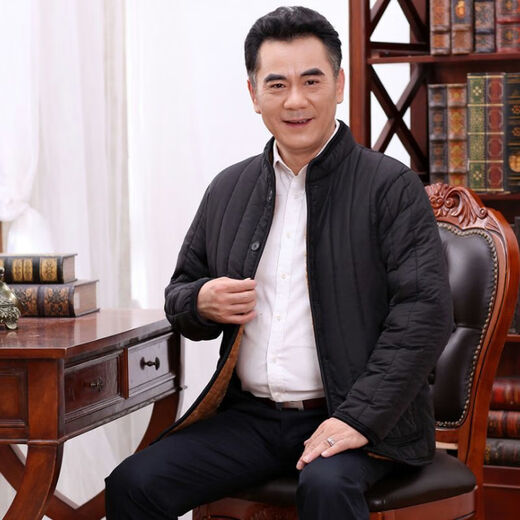 Kang Chuanghui Winter Baumwollmantel für Männer mittleren Alters und ältere Kinder-Baumwoll-Herbst- und Winter-Vateranzug plus Samt verdickte Männergroßvateranzug Innenschicht kleiner Baumwollmantel Schwarz Gold Velvet 3xl 140-160jin [Jin gleich 0,5 kg]