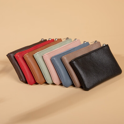 OEMG Reißverschlussmünzen Brieftasche Männer und Frauen Mini -Kartenbeutel Coin Bag Tragbare Schlüsselspeicherbeutel kurzer Leicht und einfaches Schwarz