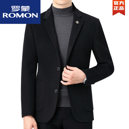 ROMON high-end men's woolen jacket spring and autumn wool double-sided woolen men's suit middle-aged business casual cashmere jacket new product camel 170/M (recommended 100-124Jin Jin equals 0.5 kg)