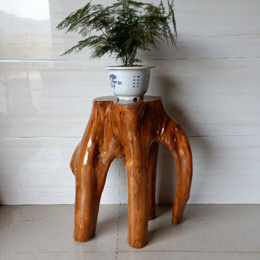 XMSJ Wurzelschnitzständer neuer chinesischer Wurzelschnitzständer Balkon Bonsai Stand Mehrschicht Gesamtmaserholzbaum Wurzel Chinesische natürliche Ursprung 16873 Doppelschicht