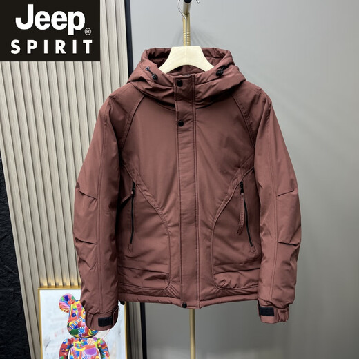 JEEP SPIRIT Casual Cotton Clothes Men's Winter New Outdoor Padded Jacket Loose Fashionable Hooded Workwear Jacket Thickened Cotton Jacket Black XL