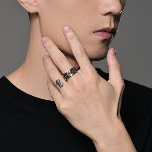 Mingyang Decorative Sea 925 Silver Anchor Ring Men's Trendy Personality Original Design Single Ring Fashionable and Versatile Open Index Finger Ring Anchor Open Ring (Size Adjustable)