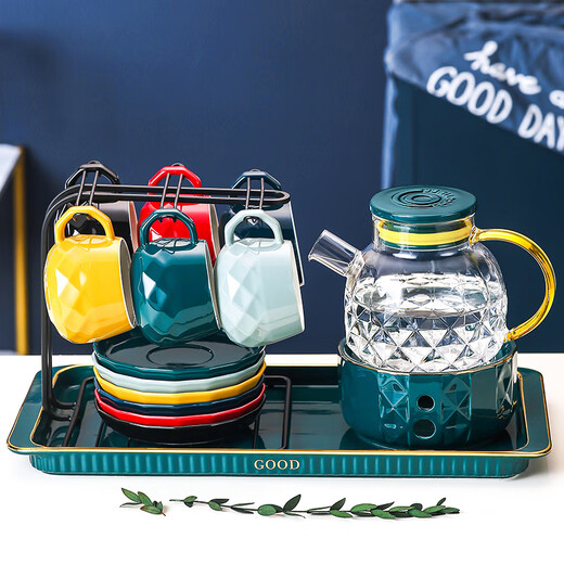 Qipai Nordic Water Cup Tea Cup Set Home Hospitality Cup European Coffee Cup Complete Set Home Ceramic Water Set Tea Set Afternoon Tea Tea Set 416 Gift Box