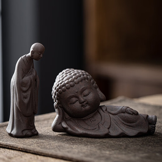 Yuxuan Zen Reclining Buddha Tathagata Tea Pet Purple Clay Boutique Handmade Little Monk Can Raise Tea Art Tea Play Ornaments ZY---New Reclining Buddha