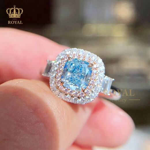 ROYALPICK blue-green diamond ring 1.11CT women's ring diamond ring 18k gold engagement wedding gift to girlfriend and wife birthday gift