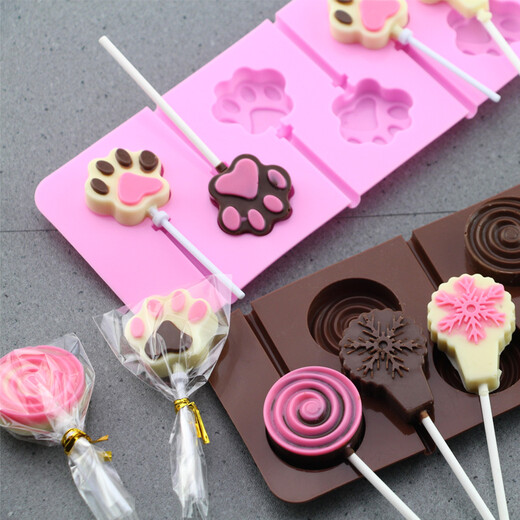 Gadat handmade stick mold cartoon homemade cheese stick autumn pear cream DIY material Sydney model cartoon silicone chocolate 12-hole bear head cat claw + bag and silk tie [with lid]