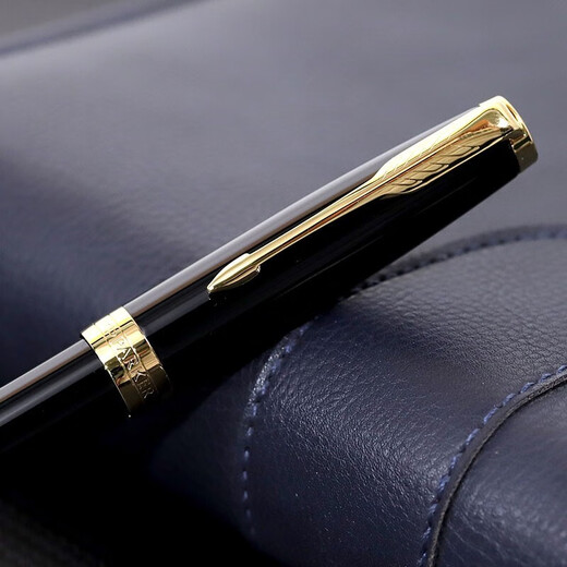 派克（PARKER）钢笔卓尔新款法国进口墨水笔18K金乘风而起礼盒高端轻奢商务送礼生日伴手礼谢师礼定制刻字套装 卓尔纯黑丽雅金夹墨水笔【18K金笔尖·实木礼盒】