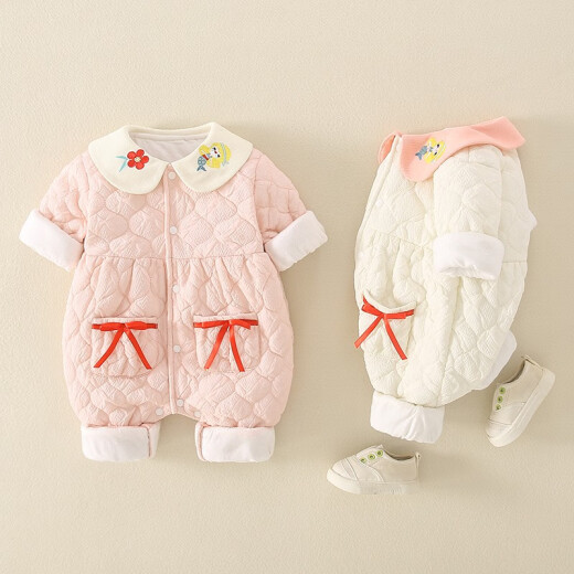 Youpin Fairy Tale (yopinToho) baby clothes autumn and winter new style baby girl baby jumpsuit fashionable and cute thin cotton toddler outing clothes trendy pink 80 size (6-10 months) under 10kg