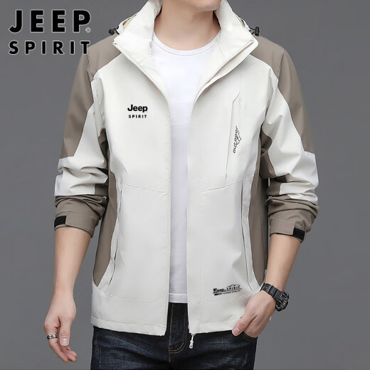 JEEP SPIRIT吉普夹克男春秋季冲锋外套男女防风上衣男 白卡 XL 
