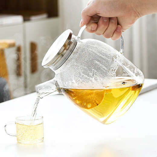 SUSHI CERAMICS high borosilicate teapot for brewing scented tea, high temperature resistant boilable teapot, stainless steel lid, 1780ml cold kettle