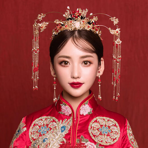 Xiuhe tiara bride wedding simple Chinese style phoenix crown hair Xiuhe suit Hanfu female atmosphere suit T50 suit