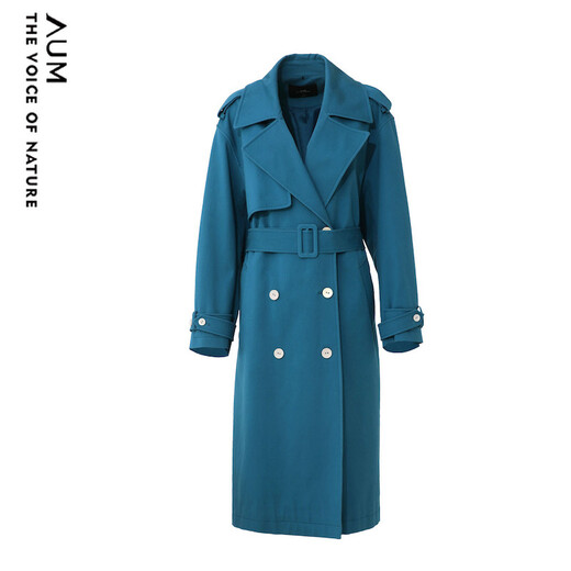 Ohm (AUM) [Même modèle dans le centre commercial de commerce] Aum OHMCHUN'S NOUVEAU PRODUIT LAC BLUE DOUBLE CONTRONTRE LE MONTRAGE Veste de trench de longueur moyenne pour les femmes Lake Bleu M