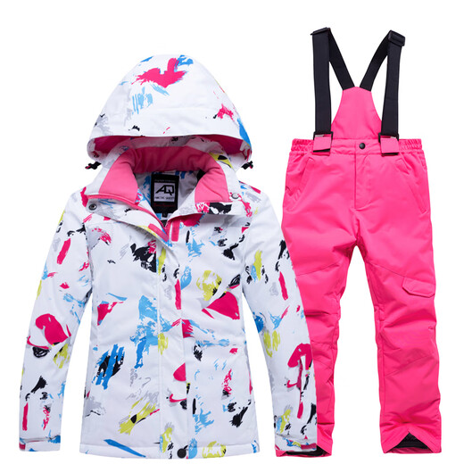 ARCTIC QUEEN children's ski suits for boys and girls single board double board snow suits winter snow country warmth and thick snow suits Mohe snow country tourism equipment Basket color top + royal blue pants L