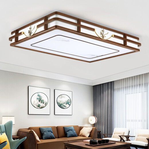 Record en bois Nouveau lampe de style chinois Ensemble de plafond de style chinois moderne lampe de plafond en soie dorée en bois de santal en bois massif de salon