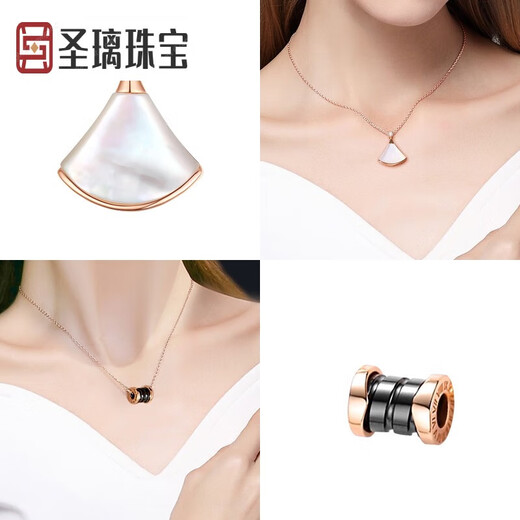 Holy glass single pendant single pendant for women sterling silver necklace color gold pendant without chain 18K rose gold color gold pendant accessories S925 silver pearl Moon Rabbit-rose gold